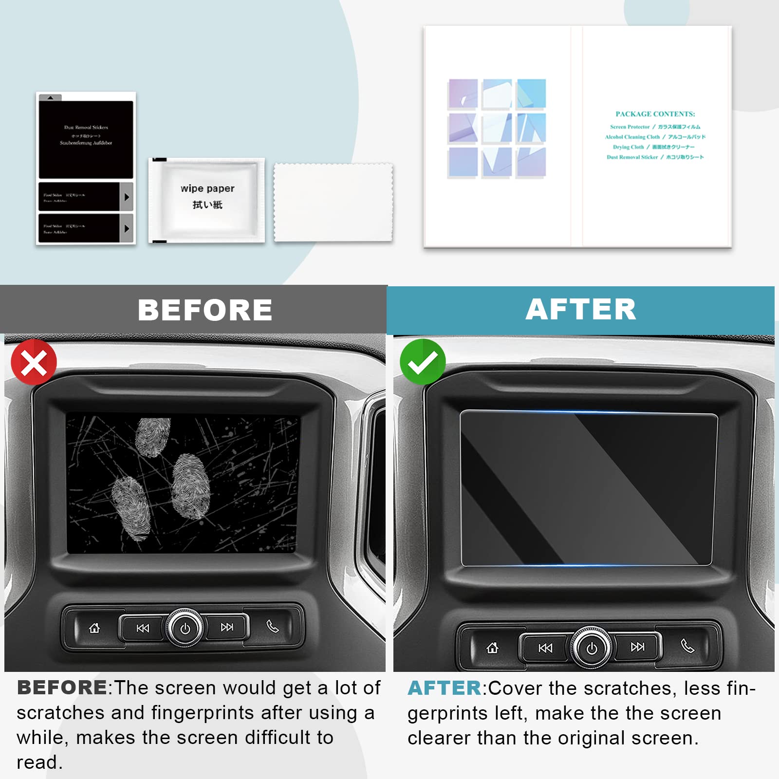 Cdefg For 2019 2020 2021 2022 2023 Silverado 1500 Infotainment 3 Car Touchscreen Navigation Touch Screen Protector, Hd Clear Tempered Glass 9H Scratch Resistance (7In)